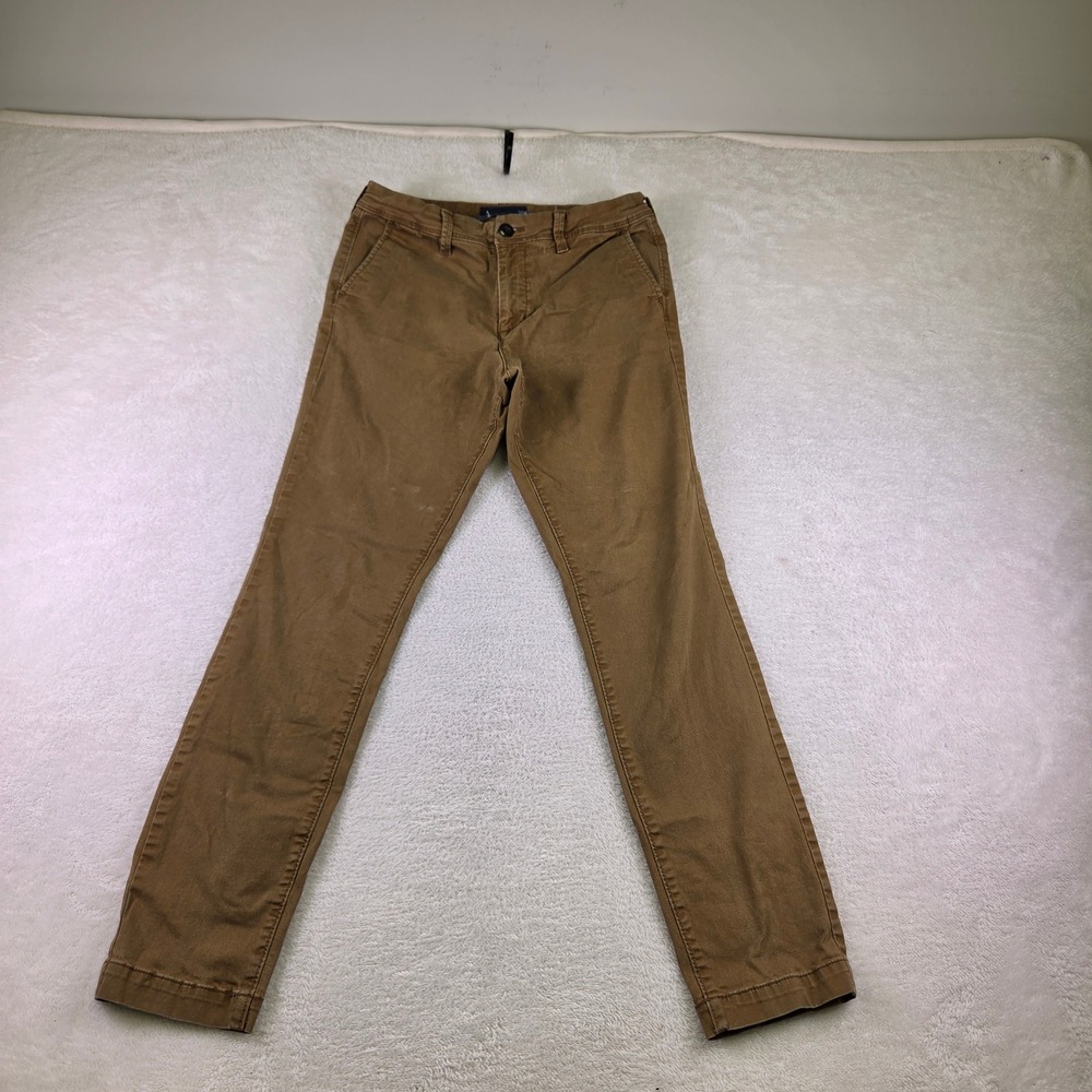 Aeropostale Mens Skinny Chino Pants Brown Cotton Stretch 31x32 (Measures 31x29)
